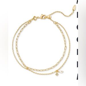Kendra Scott Gold Freshwater Pearl & Crystal Multi Strand Chain Link Bracelet